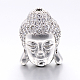 CZ Brass Micro Pave Grade AAA Cubic Zirconia 3D Buddha Head Beads(ZIRC-L012-03P-NR)-1