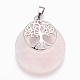 Pendentifs de quartz rose naturel(G-F573-C12)-2