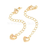 Brass Curb Chain Extender, End Chains with Lobster Claw Clasps and Cubic Zirconia Charms, Ingot, Golden, 76.5mm, Hole: 2.4mm(KK-P354-08G)
