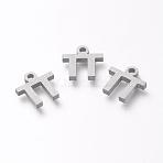 Non-Tarnish 304 Stainless Steel Pendants, Matte Style, Greek Alphabet, Stainless Steel Color, Letter.P, Letter.P: 9x9x1.5mm, Hole: 1.5mm(STAS-F267-10P-P)
