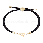 1Pc Adjustable Nylon Cord Slider Bracelets for Women, with Golden Brass Accessories & 304 Stainless Steel Letter Jewelry, Lead Free & Nickel Free & Cadmium Free, Letter A, Inner Diameter: 2-3/4 inch(7cm), letter: 2.5~9.5x13.5~19.5x3~4mm(BJEW-LP0001-32A-01)