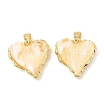 Brass Resin Pendants, Cadmium Free & Lead Free, Long-Lasting Plated,  Rack Plating, Real 18K Gold Plated, Floral White, Heart Charm, 21x20x7mm, Hole: 5x4mm(KK-A296-53A-G01)