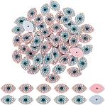 60Pcs 2 Colors Cloth Sew on Patches, Costume Accessories, Evil Eye, Mixed Color, 21x13.5x2.8mm, 30pcs/color (DIY-FG0006-24)