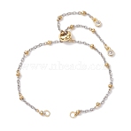 304 Stainless Steel Slider Bracelet Makings, with Satellite Chains and Brass Slider Beads, Golden & Stainless Steel Color, 10.24 inch(26cm)(AJEW-JB01280-01)
