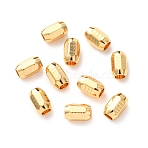 Brass Beads, Textured Column, Long-Lasting Plated, Lead Free & Cadmium Free, Rack Plating, Golden, 6x4mm, Hole: 2mm(KK-C157-26G)