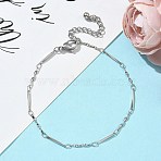 304 Stainless Steel Twisted Bar Link Chains Bracelets for Women, Stainless Steel Color, 7-1/2 inch(19cm) Long+48mm Extender(BJEW-JB11838)