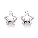 Alloy Pendants, Star Charms, Platinum, 14x12x5mm, Hole: 1.4mm(PALLOY-T091-38P)