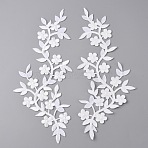Plum Blosssom Cotton Computerized Embroidery Sew on Patches, Ethnic Style Embroidery Appliques, with Adhesive Back, White, 257x102x1mm(PATC-WH0001-70D)
