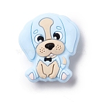 Silicone Focal Beads, Dog, Light Sky Blue, 28x25x9mm, Hole: 2mm(SIL-E003-01F)