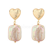 Heart Baroque Pearl Vintage Style Earrings, Gold Plated Brass Long Earrings(GC6827-1)