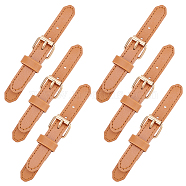 Leather Sew on Toggle Buckles, Tab Closures, Cloak Clasp Fasteners, with Alloy Roller Buckles, Camel, 113x15x2mm, Hole: 2.5mm & 78x22x7mm, 8 pairs/box(FIND-FG0002-28A)