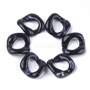 Acrylic Linking Rings, Quick Link Connectors, For Curb Chains Making, Imitation Gemstone Style, Twist, Black, 26.5x27.5x8mm, Hole: 17.5x11.5mm, about: 136pcs/401g(OACR-S021-25C)