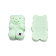 Opaque Resin Cabochons, Bear with Heart, Aquamarine, 17x11x6.5mm(CRES-N022-154C)