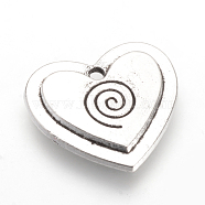 Tibetan Style Alloy Pendants, Heart, Antique Silver, 15x16.5x2mm, Hole: 1.5mm(PALLOY-S170-16AS)