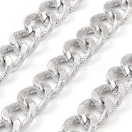 Aluminium Curb Chains, Unwelded, with Spool, Platinum, 17x13x3mm, about 32.81 Feet(10m)/Roll(CHA-C002-03P)