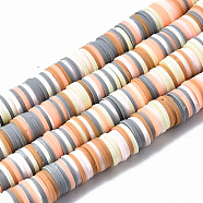 Handmade Polymer Clay Beads Strands, for DIY Jewelry Crafts Supplies, Heishi Beads, Disc/Flat Round, Silver, 8x0.5~1mm, Hole: 2mm, about 350~387pcs/strand, 15.75 inch~16.14 inch(40~41cm)(X-CLAY-R089-8mm-108)