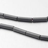 Non-magnetic Synthetic Hematite Bead Strands, Frosted, Tube, Original Color, 8x2mm, Hole: 1mm, about 50pcs/strand, 15.7 inch(G-F300-37B-F09)