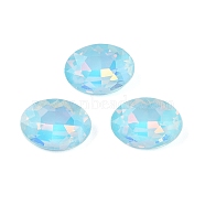 Glass Cabochons, Faceted, Oval, Cyan, 14x10x5mm, 36pcs/set(GLAA-N0028-06A)