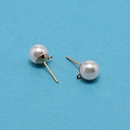 304 Stainless Steel Stud Earring Findings, with Acrylic Imitation Pearl Beads and Loop, Light Gold, 19.5x9mm, Hole: 1mm, Pin: 0.8mm(STAS-WH0029-02C-01)