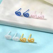 Hypoallergenic Bioceramics Zirconia Ceramic Stud Earrings, Number 6, No Fading and Nickel Free, Mixed Color, 6.5~7x4.5mm(EJEW-C065-03G)