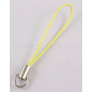 Mobile Phone Strap, Colorful DIY Cell Phone Straps, Alloy Ends with Iron Rings, Yellow, 6cm(X-SCW016)