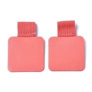 Self Adhesive Imitation Leather Pen Loop Holder, with Elastic, For Notebooks, Journals, Calendars, Square, Light Coral, 58.5mm, Square: 40x40x1mm, Hole: 12x12mm(DIY-F058-03F)