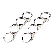 Brass Hair Barrette Findings, with Alloy Flat Round Bezel Settings, Silver, Tray: 12mm, 5pcs/set(OHAR-PW0001-001P)