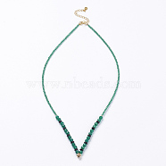 Natural Agate and Synthetic Gemstone(Imitation Emerald) Necklaces Making, with Brass Findings, 16.7 inch~18.1 inch(42.5~46cm)(MAK-K016-01-03)