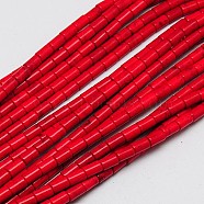 Synthetic Turquoise Beads Strands, Dyed, Column, Red, 6x4mm, Hole: 1mm, about 64pcs/strand, 15.5 inch(TURQ-G120-4x6mm-07)