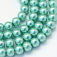 Baking Painted Glass Pearl Round Bead Strands, Medium Aquamarine, 10~11mm, Hole: 1.5mm, about 80~85pcs/strand, 31.4 inch1.5mm(HY-Q003-10mm-32)
