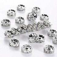 Disc 316 Surgical Stainless Steel Spacer Beads, with Rhinestone, Stainless Steel Color, 10x4mm, Hole: 2mm(STAS-N032-03P)