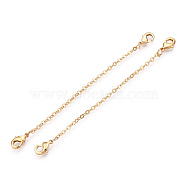 Brass Cable Chain Chain Extender, End Chains with Double Lobster Claw Clasps, Real 18K Gold Plated, 75~80x2mm(KK-ZX024-37G-F)