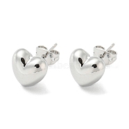 Heart Rack Plating Brass Stud Earrings, Long-Lasting Plated, Lead Free & Cadmium Free, Platinum, 9.5x10.5mm(EJEW-F331-27P)