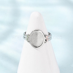 304 Stainless Steel Open Cuff Rings, Oval, Stainless Steel Color, 13mm, Inner Diameter: 17mm(RJEW-P191-03P)