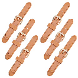 Leather Sew on Toggle Buckles, Tab Closures, Cloak Clasp Fasteners, with Alloy Roller Buckles, Camel, 113x15x2mm, Hole: 2.5mm & 78x22x7mm, 8 pairs/box(FIND-FG0002-28A)