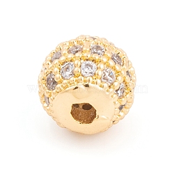 Ion Plating(IP) Cubic Zirconia Beads, Real 18K Gold Plated, 6.5x6.5mm, Hole: 1mm(KK-O146-02A-G)