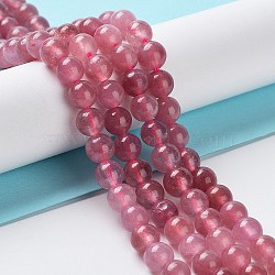 Dyed Natural Malaysia Jade Beads Strands, Round, Light Coral, 6mm, Hole: 1mm, about 31pcs/strand, 7.48 inch(19cm)(G-G021-02A-09)