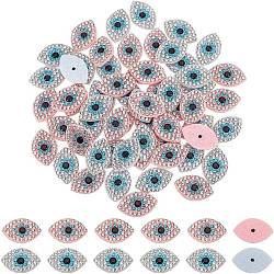 60Pcs 2 Colors Cloth Sew on Patches, Costume Accessories, Evil Eye, Mixed Color, 21x13.5x2.8mm, 30pcs/color (DIY-FG0006-24)