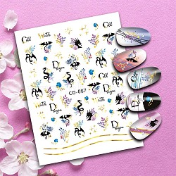 Cartoon Nail Art Stickers Decals, DIY Nail Tips Decoration for Women, Dragon Pattern, Lilac, 8x10.3cm(PW-WG21559-01)