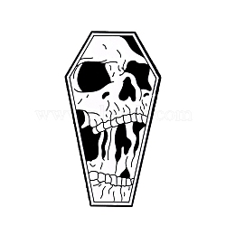 Halloween Creative Horror Skull Punk Alloy with Enamel Brooch, White, 30x22mm(PW-WG77009-05)