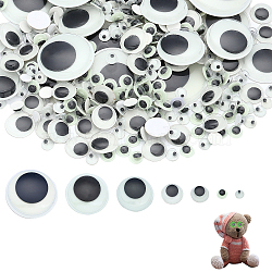 CHGCRAFT 300Pcs 7 Style Luminous Plastic & Resin Wiggle Googly Eyes Cabochons, with Self-adhesive, DIY Scrapbooking Crafts Toy Accessories, White, 5~29.5x3~6.5mm(DIY-CA0004-96)