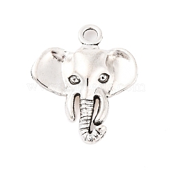 Tibetan Style Alloy Elephant Pendants, Cadmium Free & Lead Free, Antique Silver, 25x21x4mm, Hole: 2.5mm(X-TIBEP-1478-AS-LF)