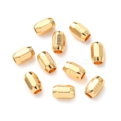 Brass Beads, Textured Column, Long-Lasting Plated, Lead Free & Cadmium Free, Rack Plating, Golden, 6x4mm, Hole: 2mm(KK-C157-26G)