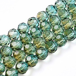 Baking Paint Transparent Glass Beads, Round, Faceted(32 Faceted), Olive Drab, 10mm, Hole: 1.6mm(X1-DGLA-A035-T10mm-A08)