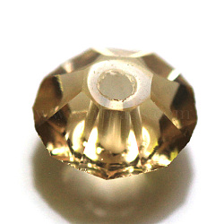 Imitation Austrian Crystal Beads, Grade AAA, Faceted, Flat Round, Gold, 6x3.5mm, Hole: 0.7~0.9mm(SWAR-F061-3x6mm-28)