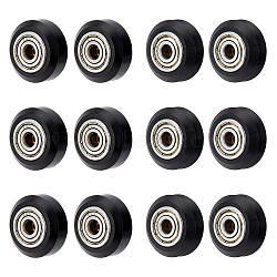 12Pcs 2 Style Plastic & Steel Pulley, for 3D Printer, Black, 6pcs/style(AJEW-OC0002-69)