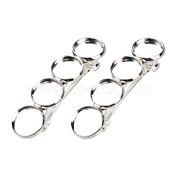 Brass Hair Barrette Findings, with Alloy Flat Round Bezel Settings, Platinum, Tray: 12mm, 5pcs/set(OHAR-PW0001-001P)