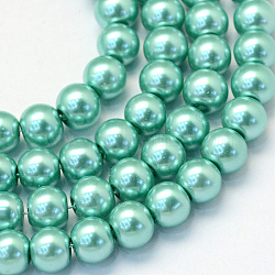 Baking Painted Glass Pearl Round Bead Strands, Medium Aquamarine, 10~11mm, Hole: 1.5mm, about 80~85pcs/strand, 31.4 inch1.5mm(HY-Q003-10mm-32)