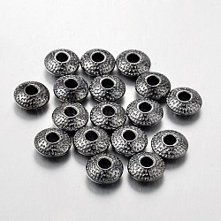 Tibetan Style Alloy Spacer Beads, Lead Free & Cadmium Free & Nickel Free, Flat Round, Gunmetal, 8x3mm, Hole: 2.5mm.(X-TIBEB-R011-B-FF)