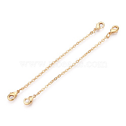 Brass Cable Chain Chain Extender, End Chains with Double Lobster Claw Clasps, Real 18K Gold Plated, 75~80x2mm(KK-ZX024-37G-F)